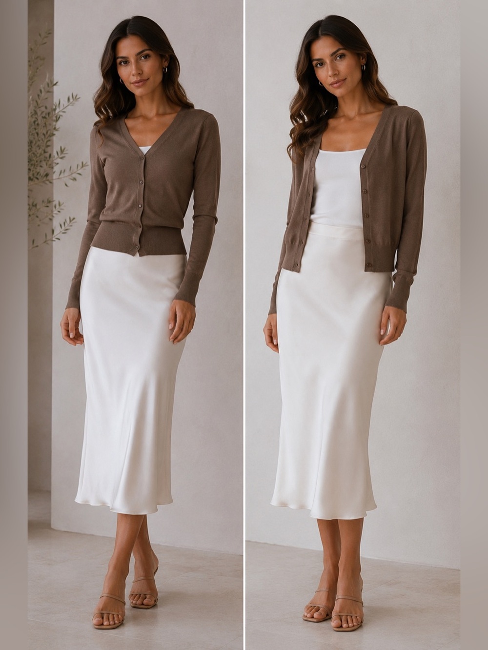 Avant Premier Knit Cardigan V-Neck Basic Classic Button 8% Angora 55% Cotton